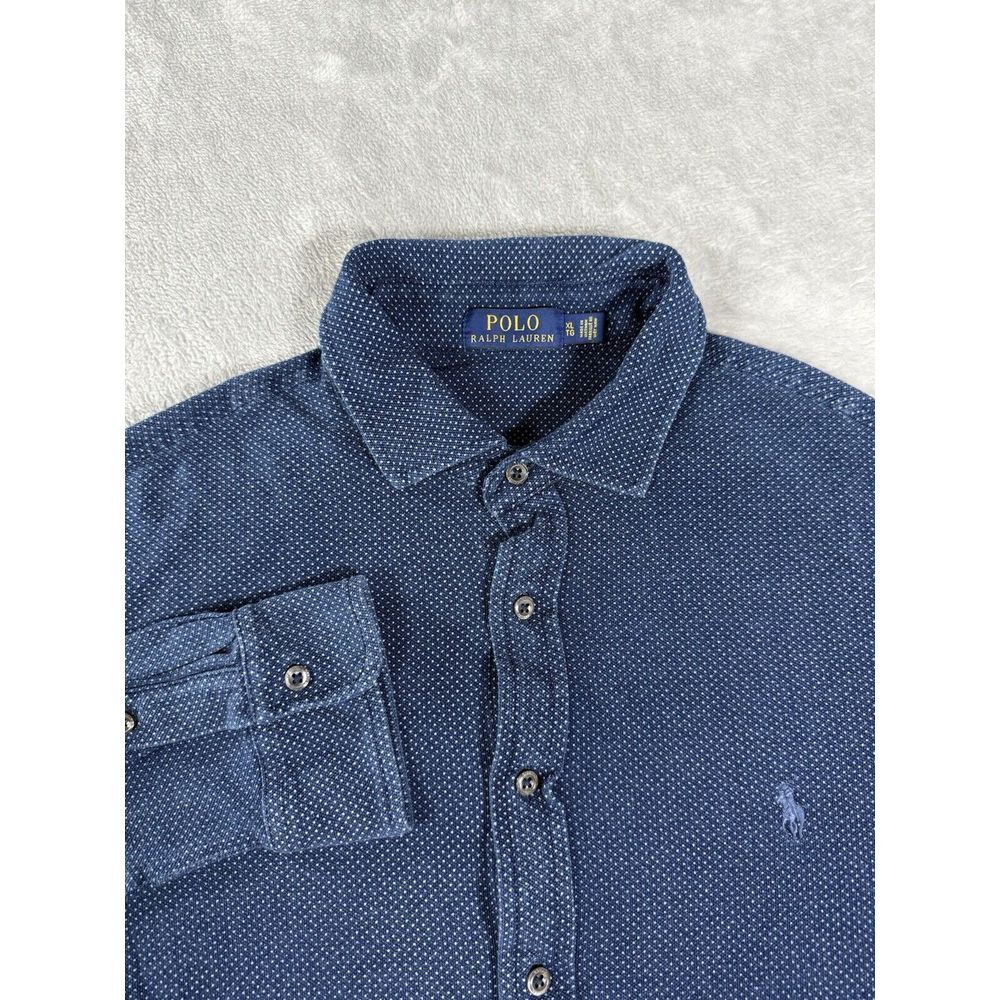Polo Ralph Lauren Shirt Mens XL Blue Geometric Print Button Up Long Sleeve